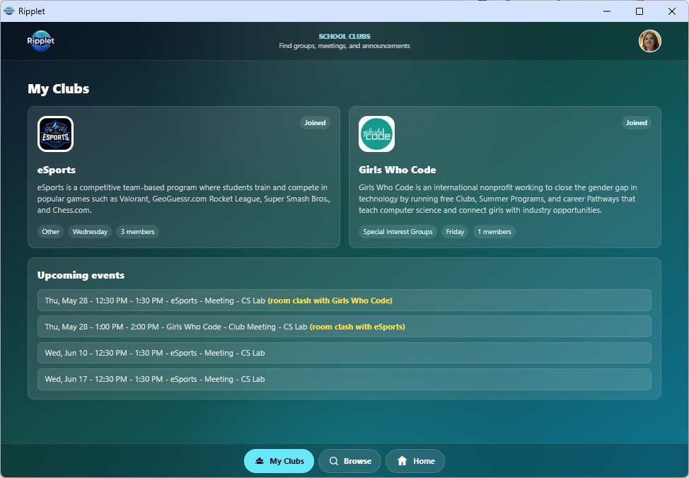 Student club discovery screenshot