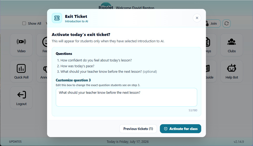 Exit Ticket screenshot