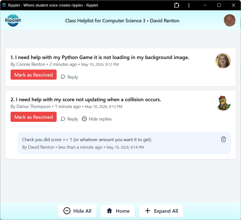 Helplist screenshot