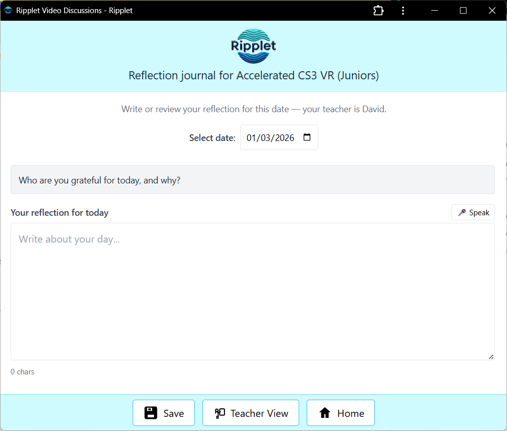 Reflection Journal screenshot