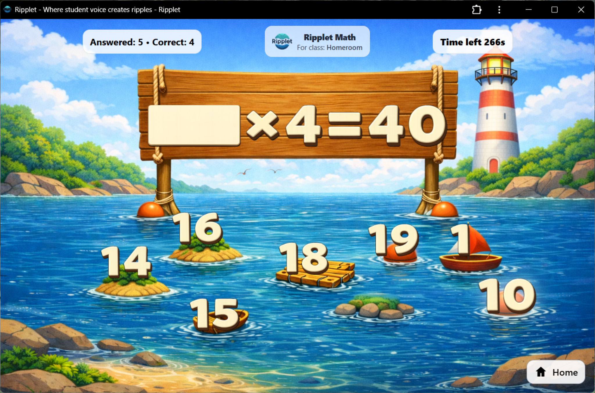 Math Fluency game screenshot