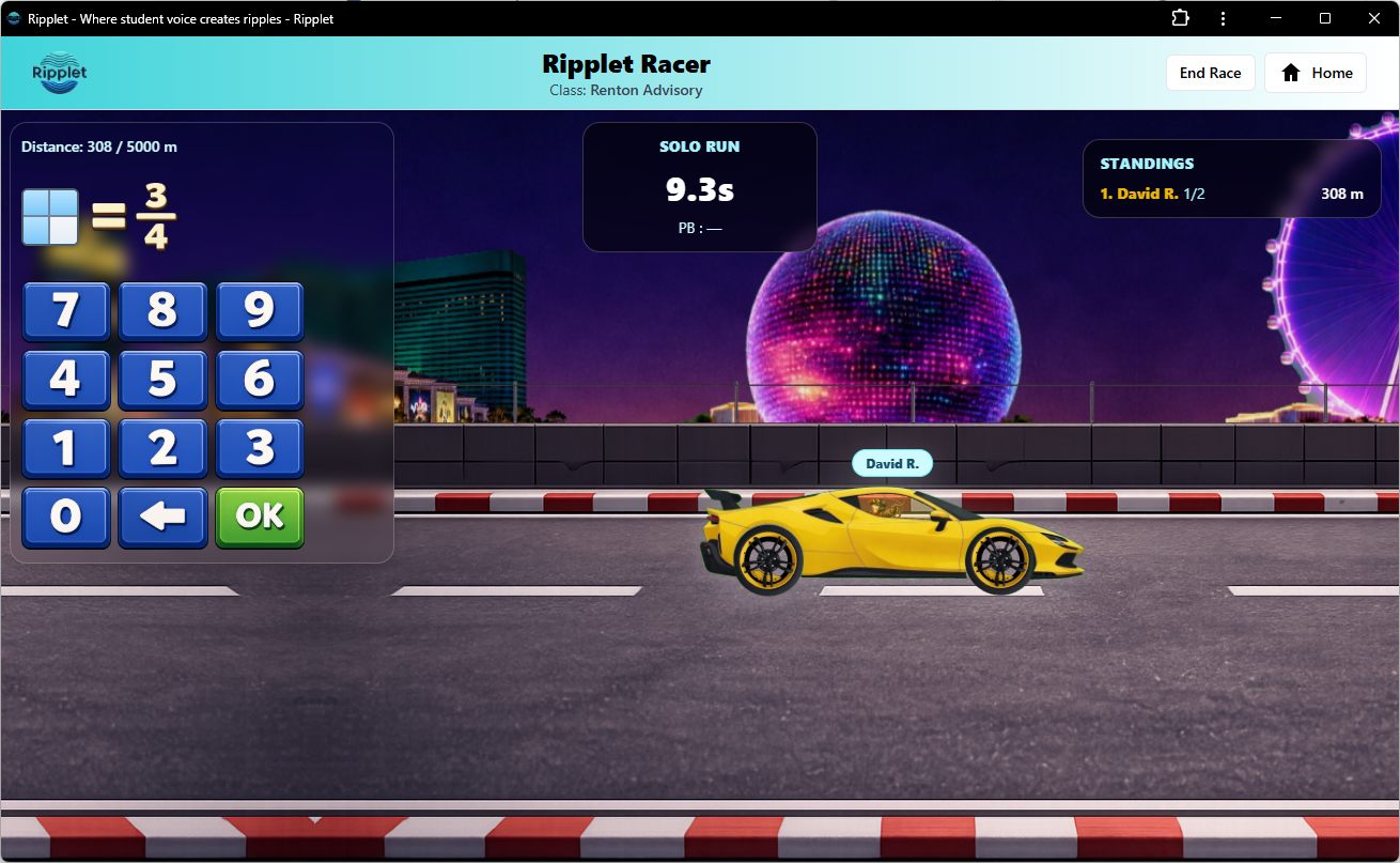Ripplet Racer solo mode screenshot