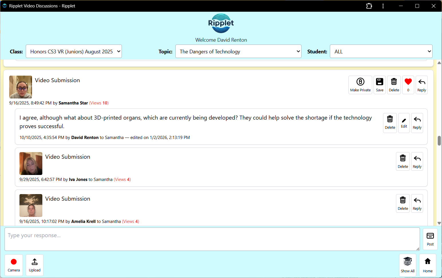 Video Discussions screenshot