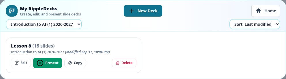 RippleDeck library filtered by class