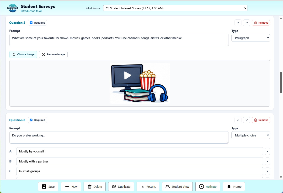 Surveys screenshot